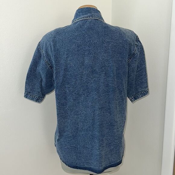 Denim jean Pearl embellished vintage button up down shirt western small s - Picture 4 of 8